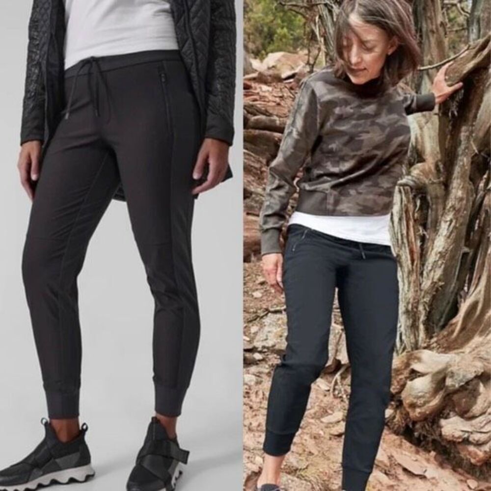 Athleta Womens High-Rise Pull-On Lined Headlands Hybrid Trek Jogger Black Size 0